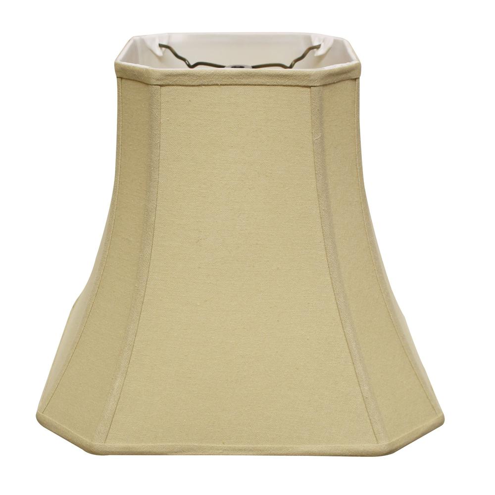 14" Pale Brown Slanted Square Bell Linen Lampshade. Picture 1