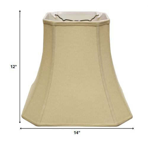 14" Pale Brown Slanted Square Bell Linen Lampshade. Picture 2