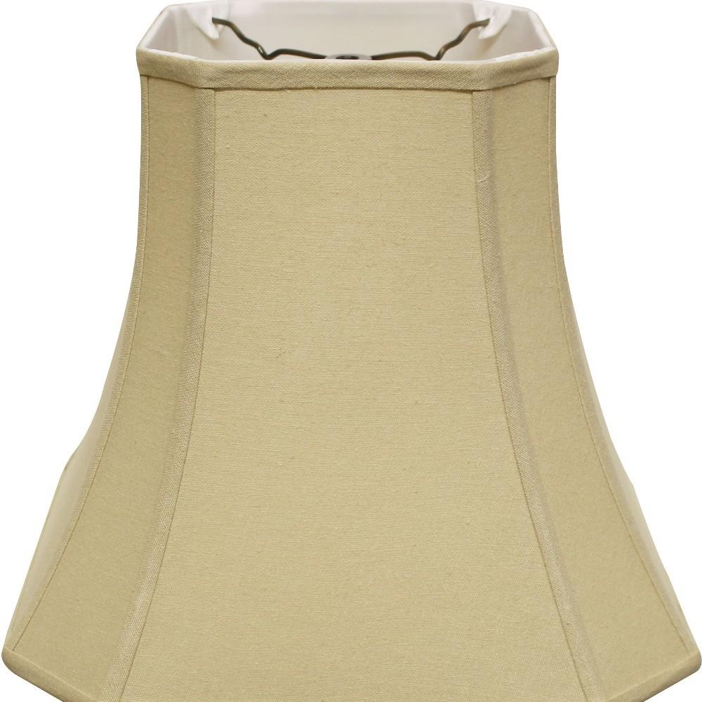14" Pale Brown Slanted Square Bell Linen Lampshade. Picture 4