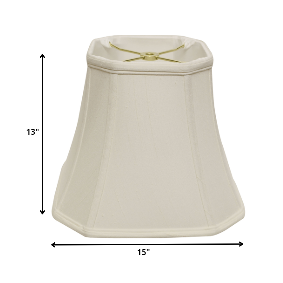 15" White Slanted Square Bell Monay Shantung Lampshade. Picture 2