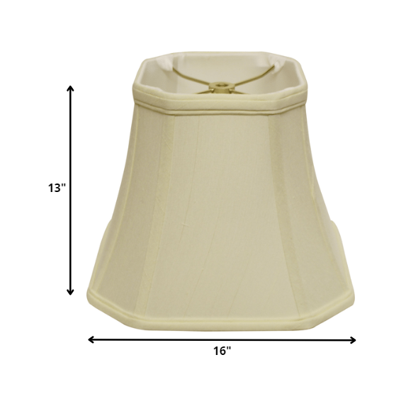 16" Ivory Slanted Square Bell Monay Shantung Lampshade. Picture 5