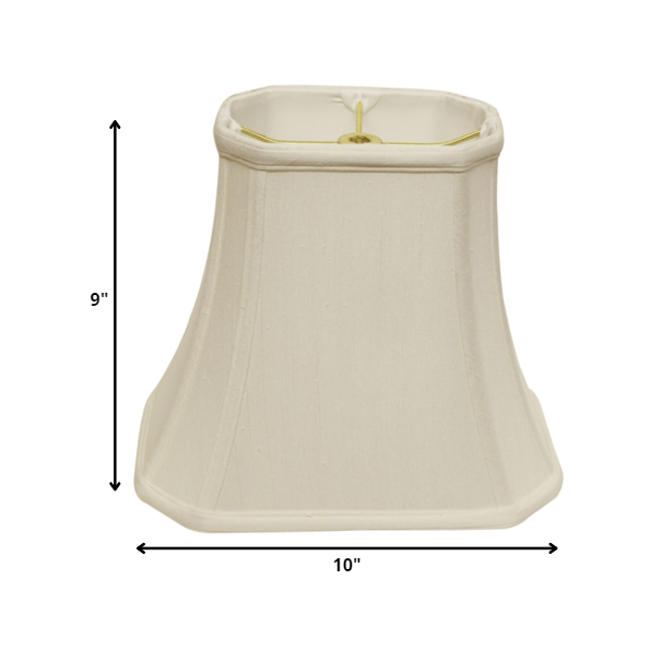 10" White Slanted Rectange Bell Monay Shantung Lampshade. Picture 3