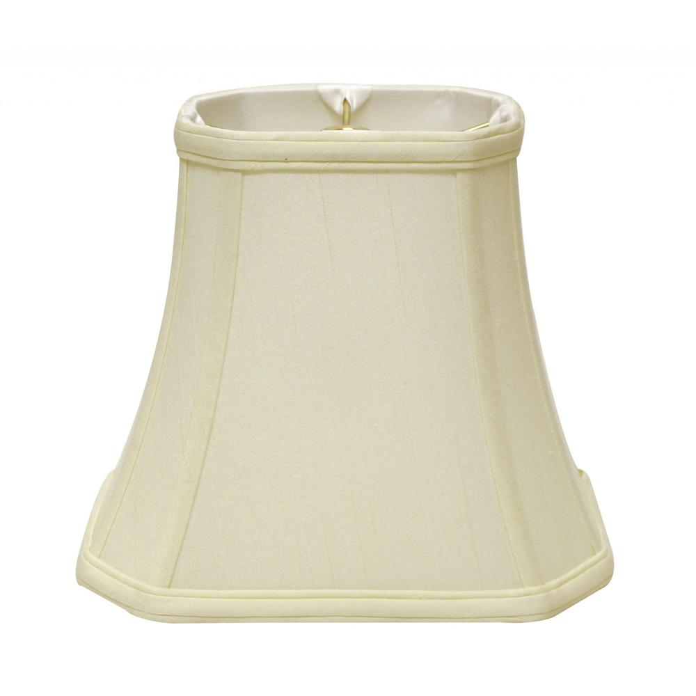 10" Ivory Slanted Rectangle Bell Monay Shantung Lampshade. Picture 1