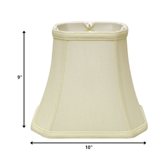 10" Ivory Slanted Rectangle Bell Monay Shantung Lampshade. Picture 3