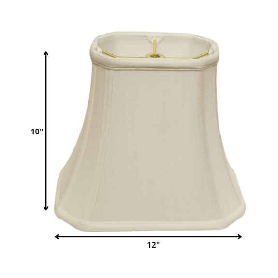 12" White Slanted Rectange Bell Monay Shantung Lampshade. Picture 3