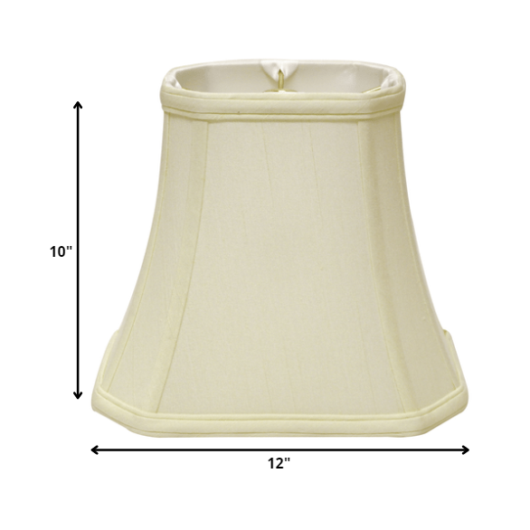 12" Ivory Slanted Rectangle Bell Monay Shantung Lampshade. Picture 3