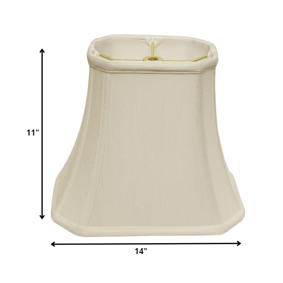 14" White Slanted Rectange Bell Monay Shantung Lampshade. Picture 3