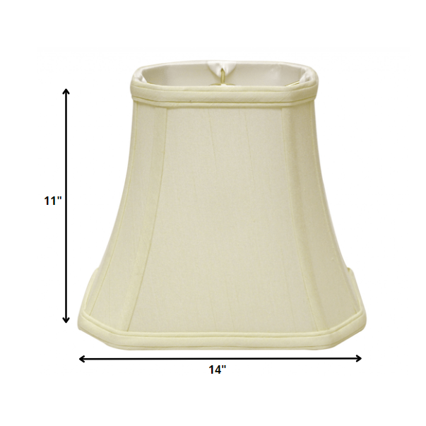 14" Ivory Slanted Rectangle Bell Monay Shantung Lampshade. Picture 3