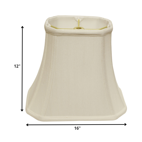 16" White Slanted Rectange Bell Monay Shantung Lampshade. Picture 5