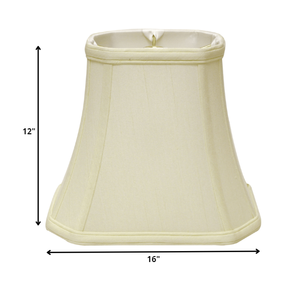 16" Ivory Slanted Rectangle Bell Monay Shantung Lampshade. Picture 5