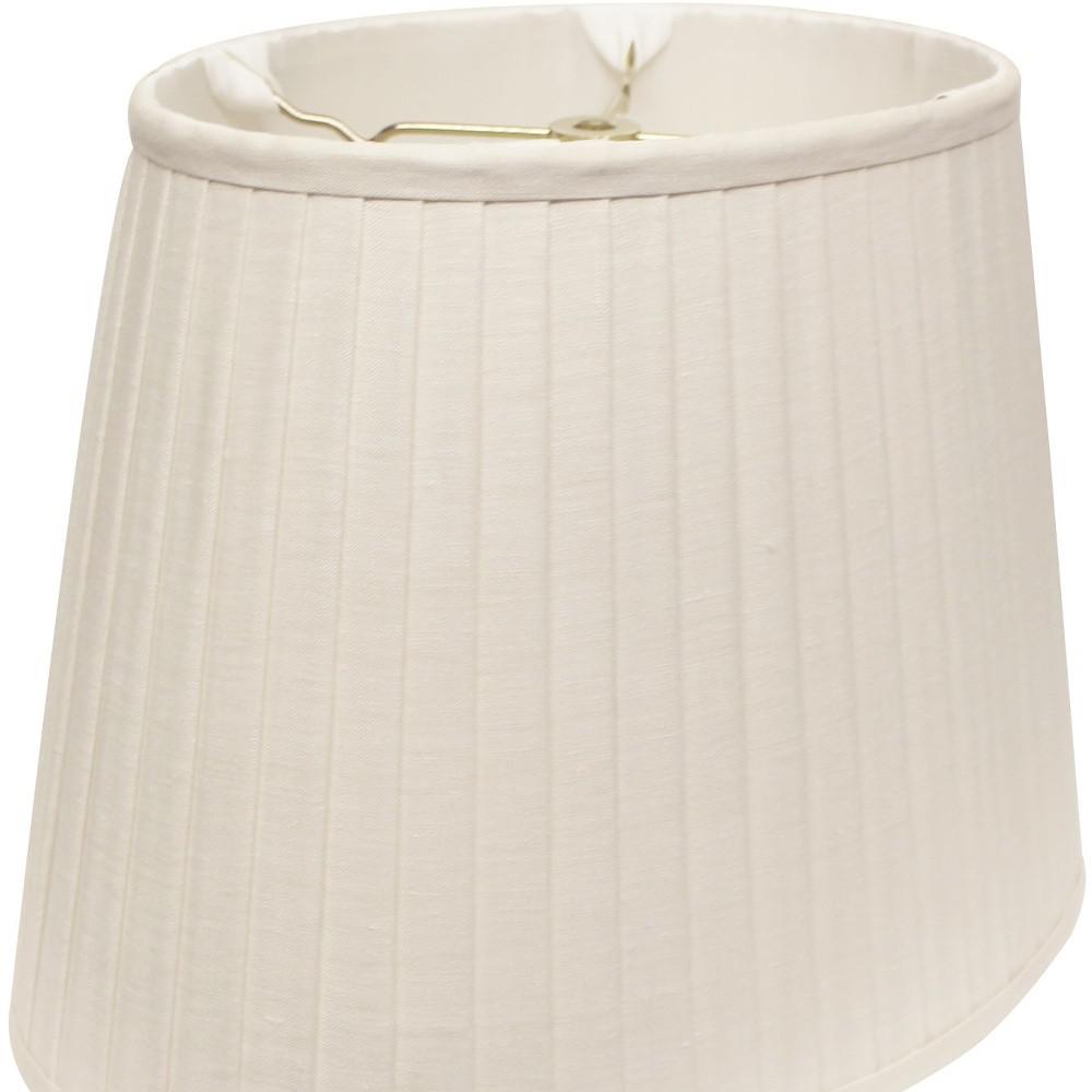 14" White Slanted Oval Paperback Linen Lampshade. Picture 3