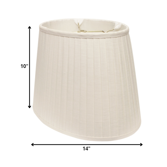 14" White Slanted Oval Paperback Linen Lampshade. Picture 5