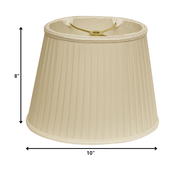 10" Ivory Oval Side Pleat Paperback Shantung Lampshade. Picture 2