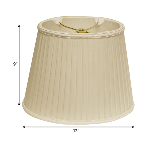 12" Ivory Oval Side Pleat Paperback Shantung Lampshade. Picture 2