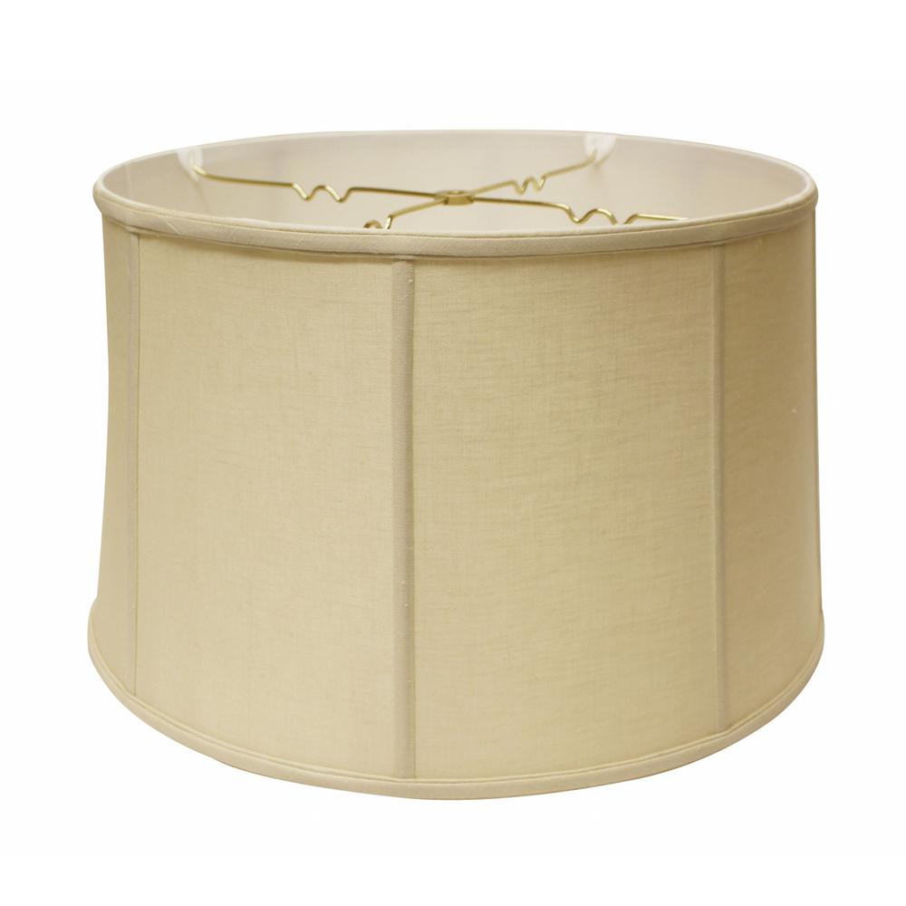 13" Pale Brown Throwback Drum Linen Lampshade. Picture 1