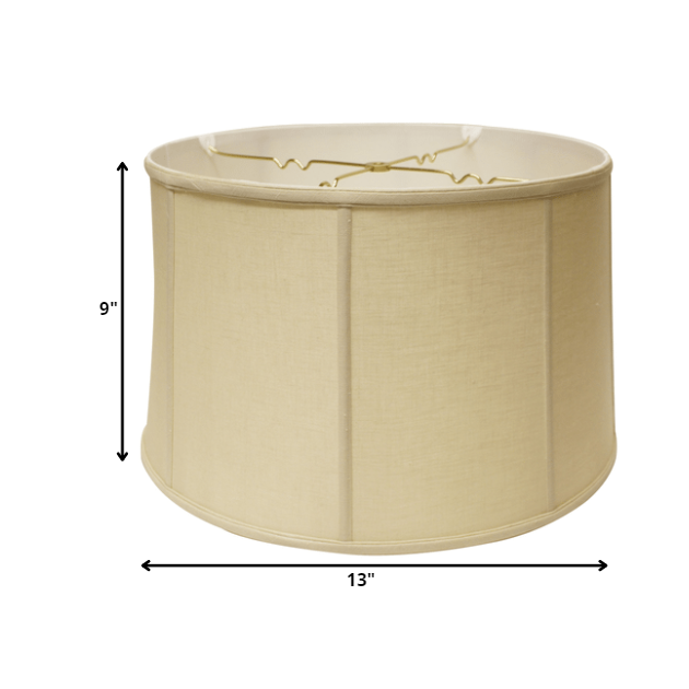 13" Pale Brown Throwback Drum Linen Lampshade. Picture 3