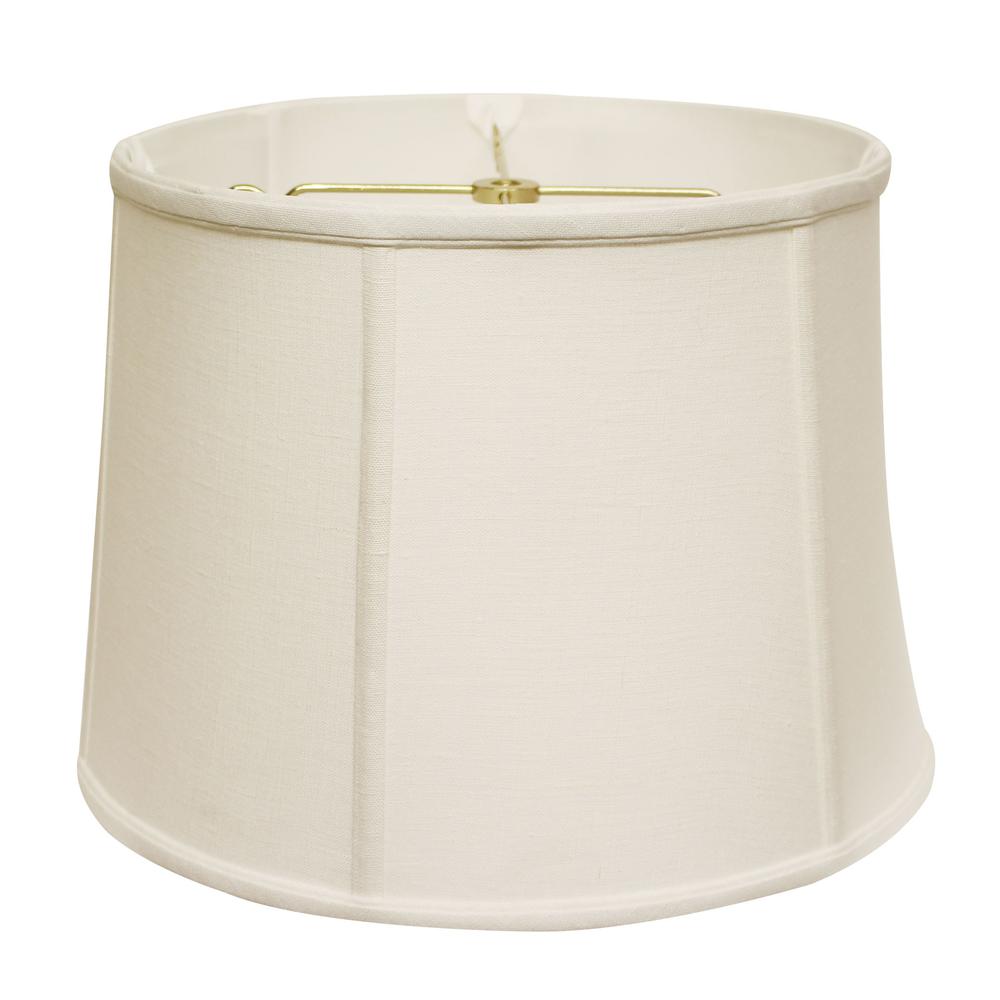19" White Throwback Drum Linen Lampshade. Picture 1