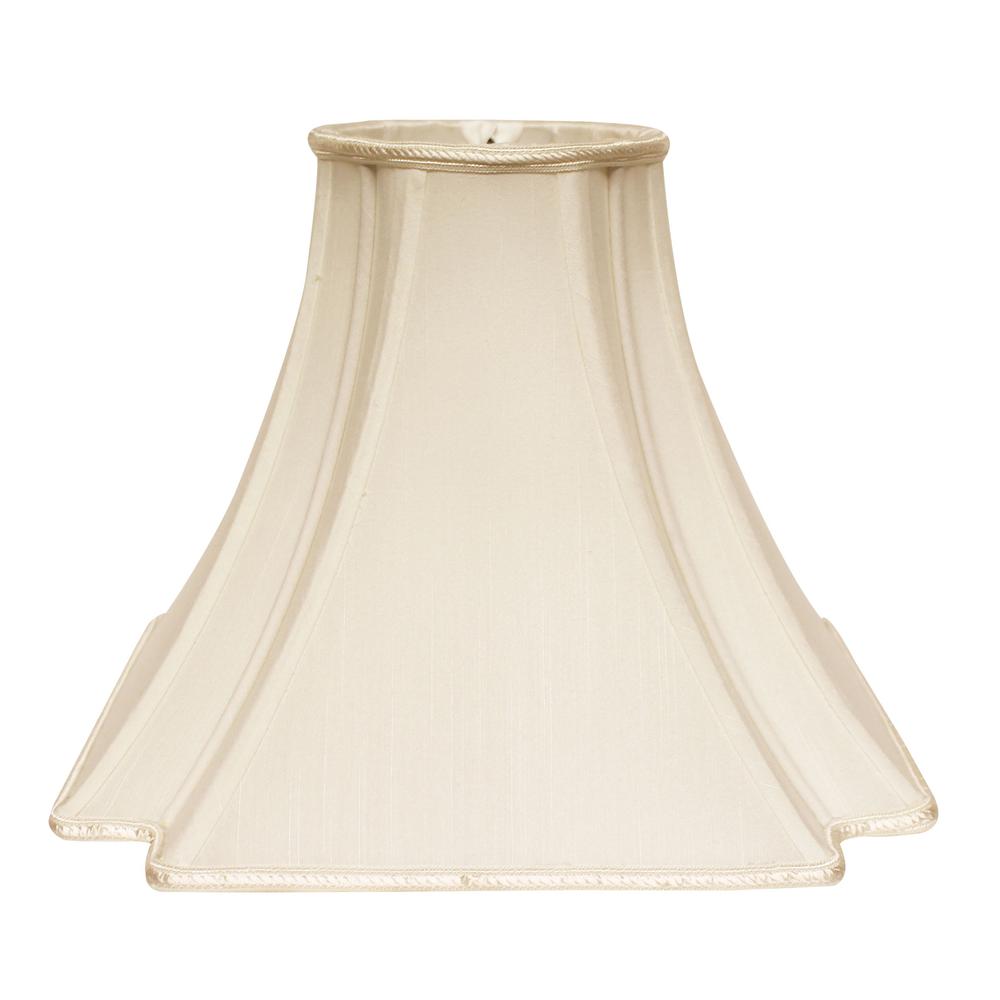 16" Ivory Slanted Notch Square Shantung Lampshade. Picture 1