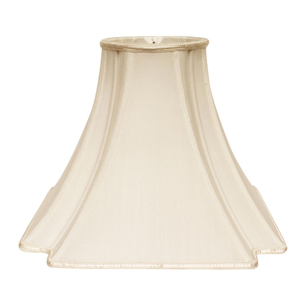 16" Ivory Slanted Notch Square Shantung Lampshade. Picture 2