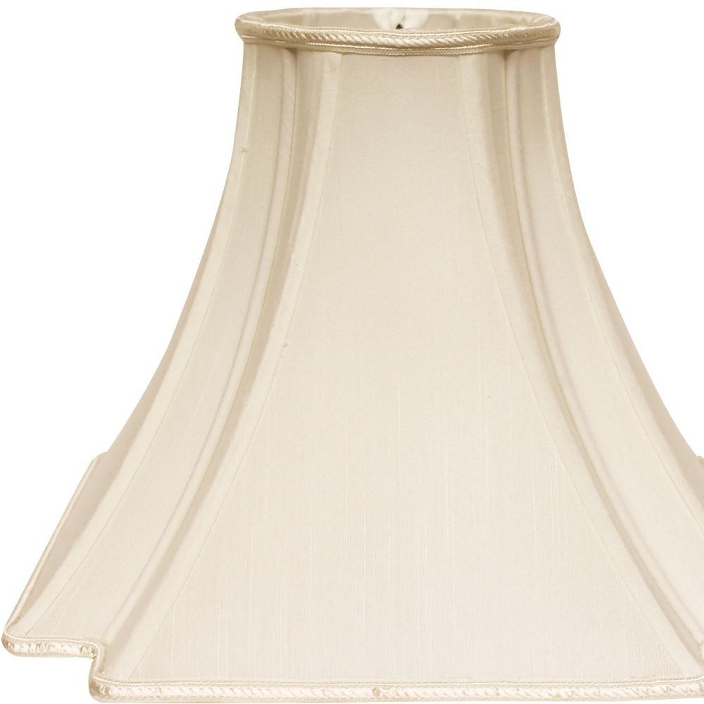 16" Ivory Slanted Notch Square Shantung Lampshade. Picture 3