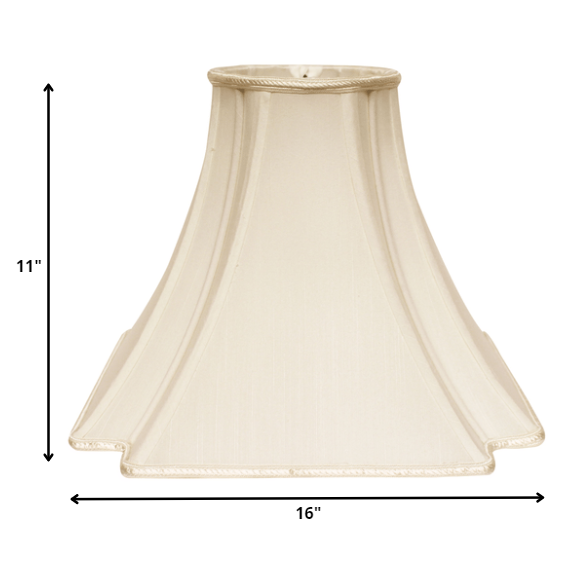16" Ivory Slanted Notch Square Shantung Lampshade. Picture 5