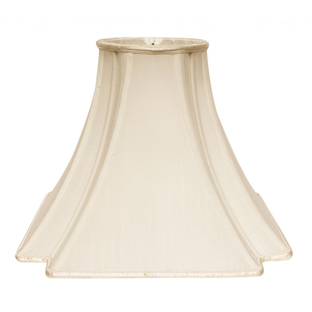18" Ivory Slanted Notch Square Shantung Lampshade. Picture 1