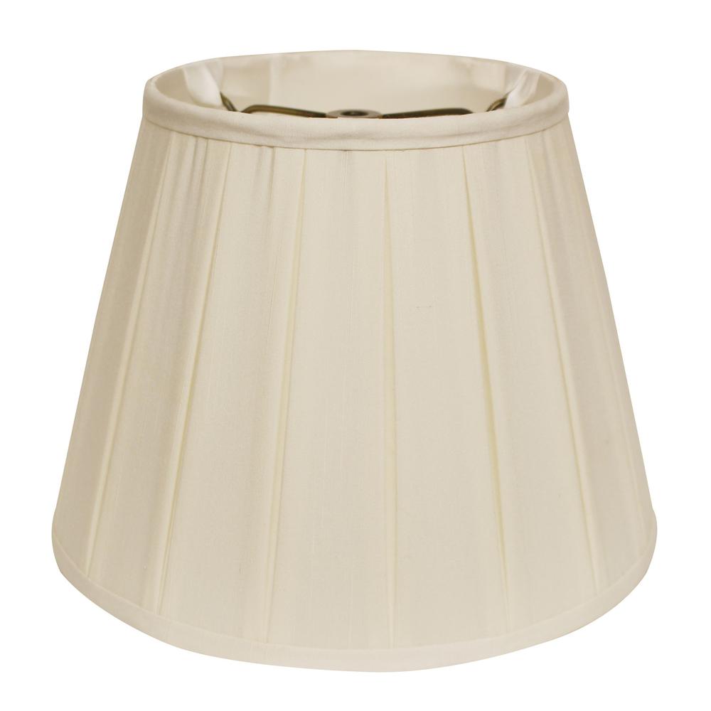 11" Ivory Slanted Crimped Box Shantung Lampshade. Picture 1