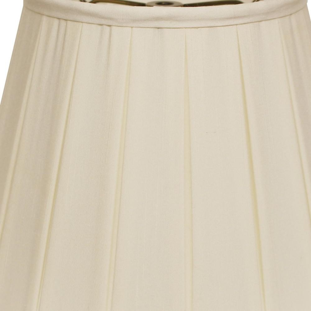 11" Ivory Slanted Crimped Box Shantung Lampshade. Picture 4