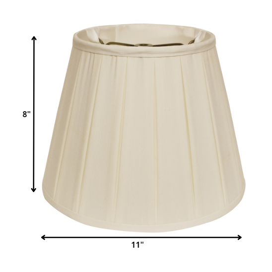 11" Ivory Slanted Crimped Box Shantung Lampshade. Picture 5