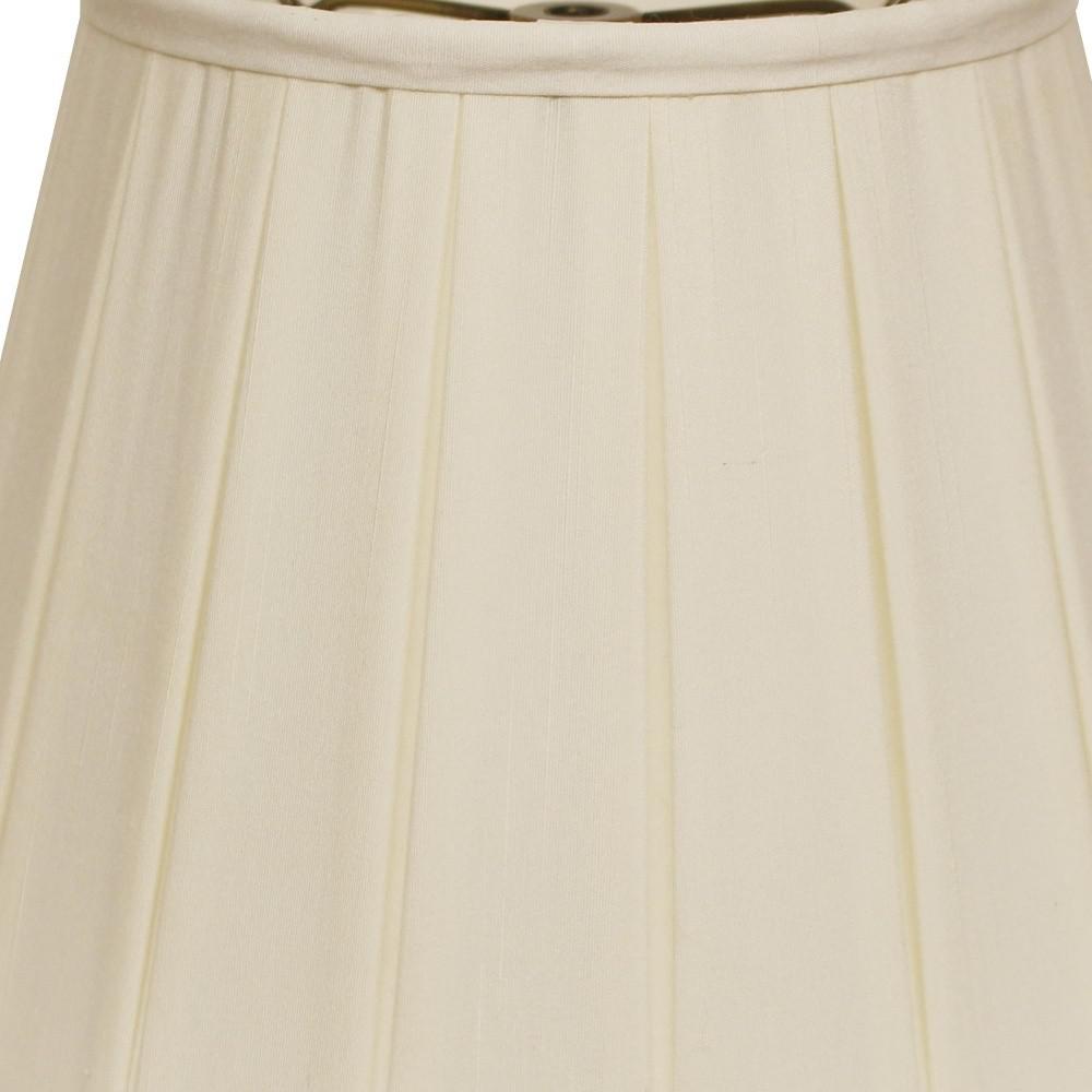 14" Ivory Slanted Crimped Box Shantung Lampshade. Picture 4