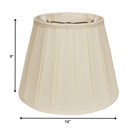 14" Ivory Slanted Crimped Box Shantung Lampshade. Picture 5