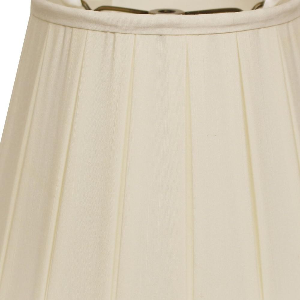 16" Ivory Slanted Crimped Box Shantung Lampshade. Picture 4