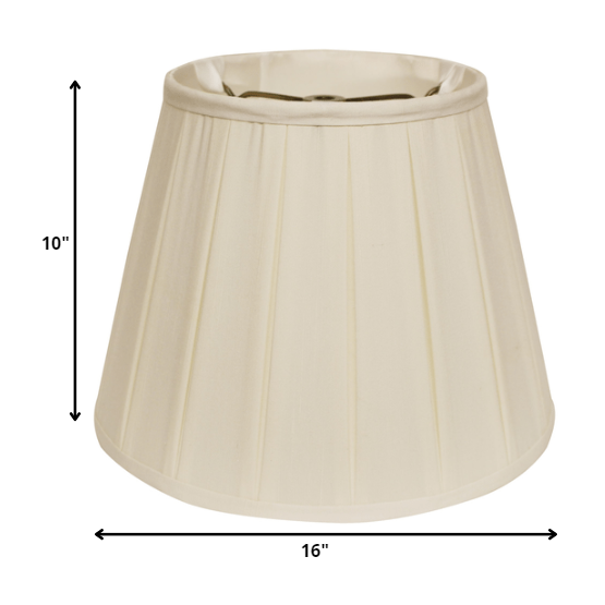 16" Ivory Slanted Crimped Box Shantung Lampshade. Picture 5