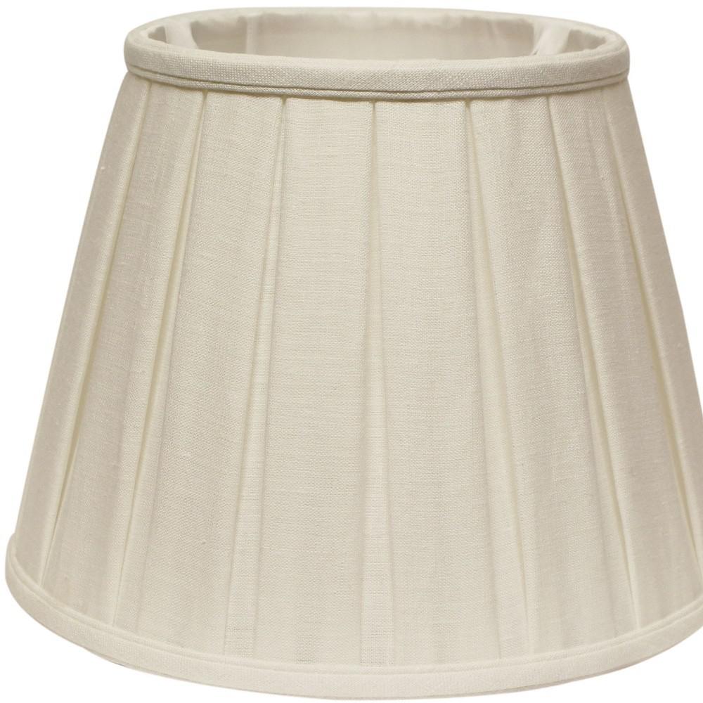 14" White Slanted Paperback Linen Lampshade with Box Pleat. Picture 3