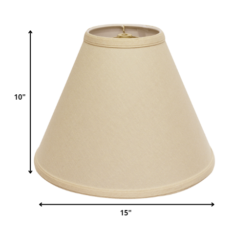 15" Parchment Biege Deep Cone Slanted Linen Lampshade. Picture 3