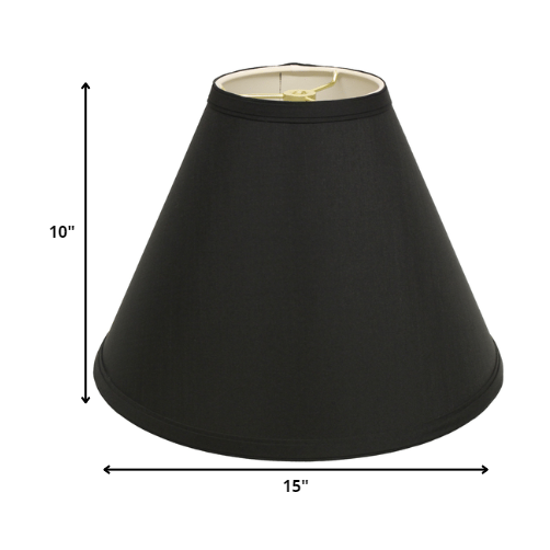 15" Jet Black Deep Cone Slanted No Shantung Lampshade. Picture 3