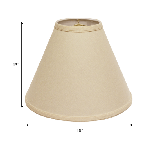 19" Parchment Biege Deep Cone Slanted Linen Lampshade. Picture 3