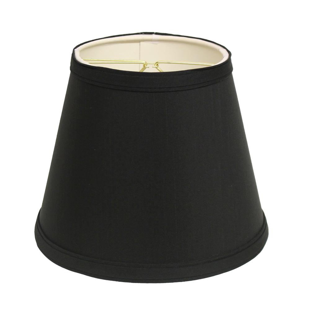 8" Black with White  Empire Hardback Slanted Shantung Lampshade. Picture 1