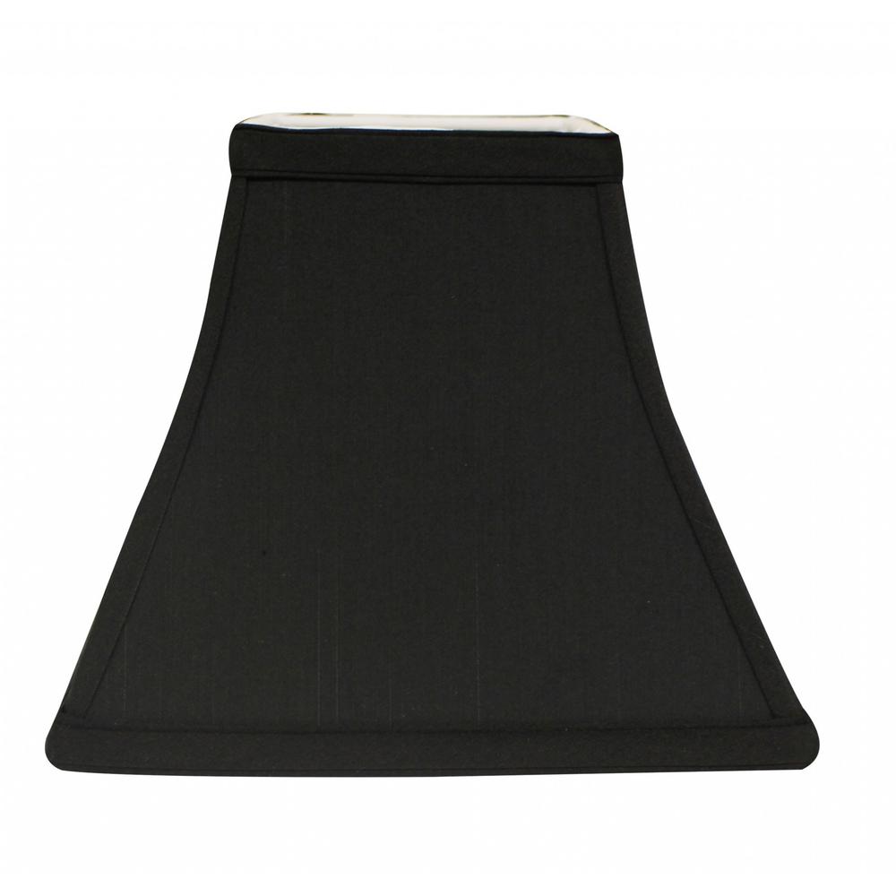 8" Black with White Lining Square Bell Shantung Lampshade. Picture 1