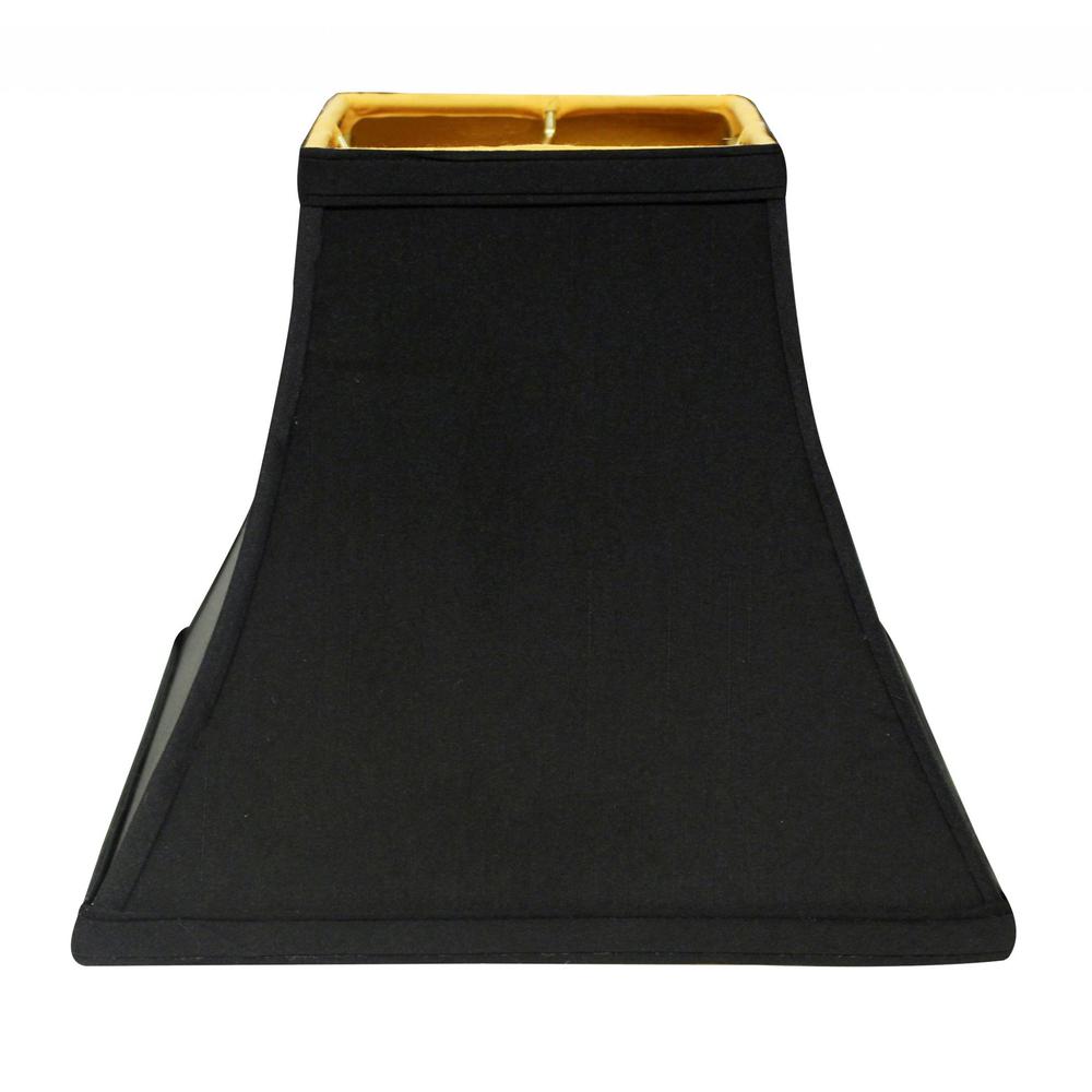 8" Black with Gold Lining Square Bell Shantung Lampshade. Picture 1