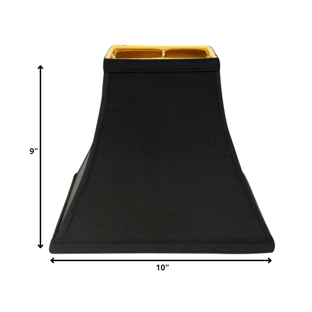 10" Black with Gold Lining Square Bell Shantung Lampshade. Picture 3