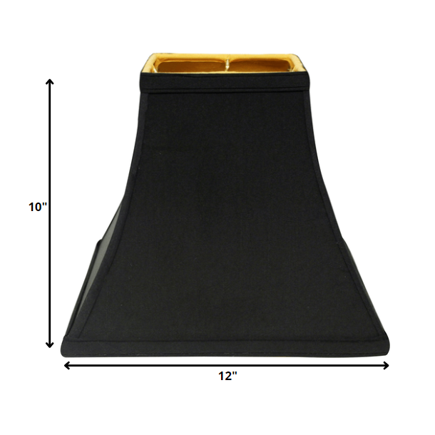 12" Black with Gold Lining Square Bell Shantung Lampshade. Picture 3