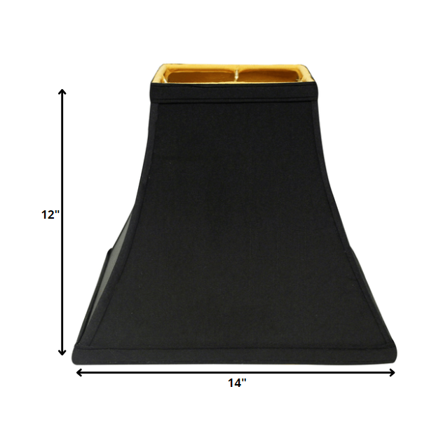 14" Black with Gold Lining Square Bell Shantung Lampshade. Picture 3