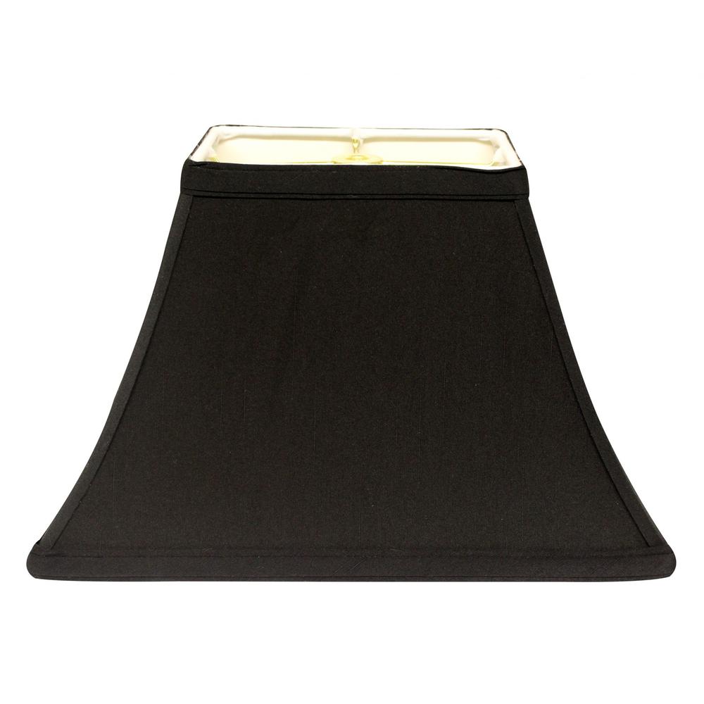 14" Black with White Lining Rectangle Bell Shantung Lampshade. Picture 1
