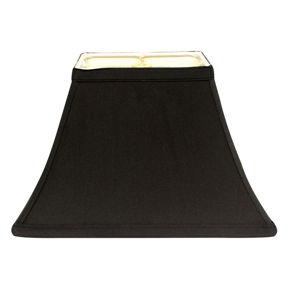 14" Black with White Lining Rectangle Bell Shantung Lampshade. Picture 4