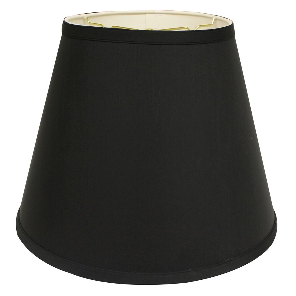 14" Black with White  Empire Deep Slanted Shantung Lampshade. Picture 1
