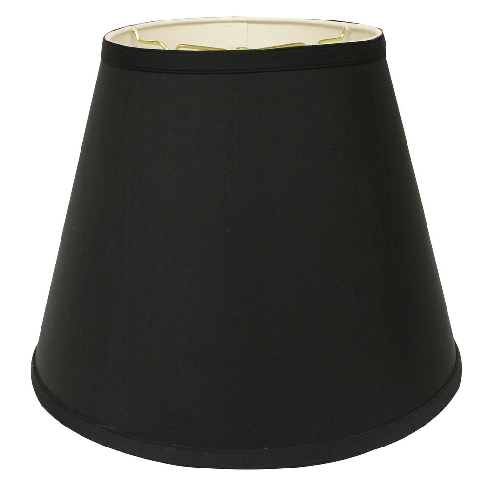 14" Black with White  Empire Deep Slanted Shantung Lampshade. Picture 2