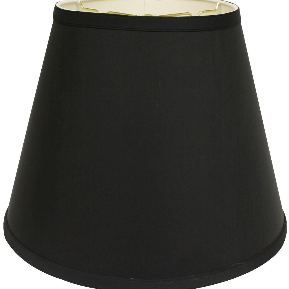 14" Black with White  Empire Deep Slanted Shantung Lampshade. Picture 6