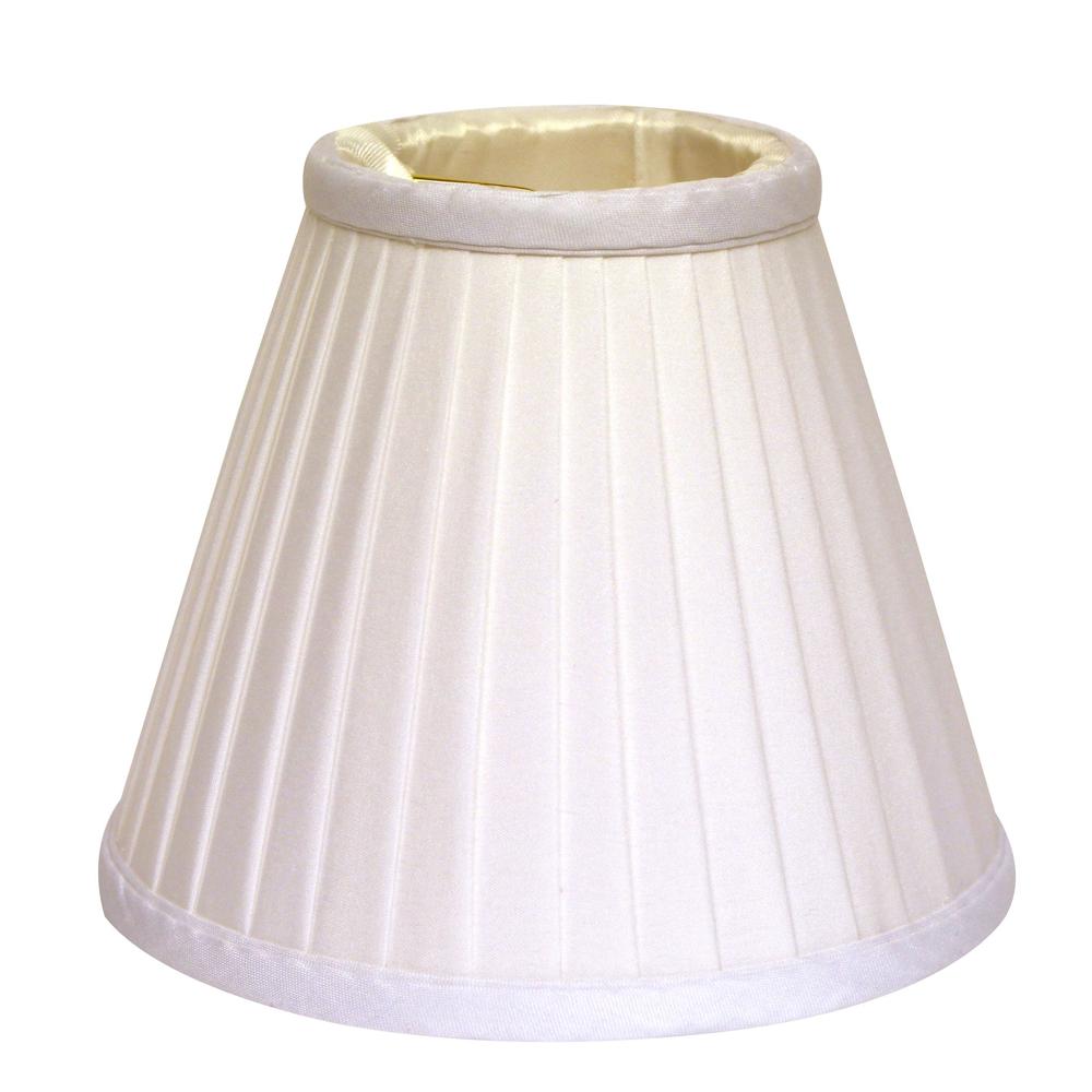 4" White Set of 6 Slanted Pleat, Chandelier Silk Lampshades. Picture 1