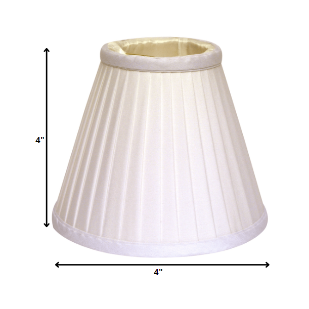 4" White Set of 6 Slanted Pleat, Chandelier Silk Lampshades. Picture 3